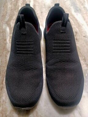 Skechers Men's Black Slip-On Knit Sneakers with Pull Tabs